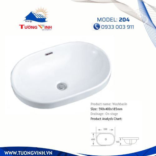 Chậu rửa mặt lavabo âm 204