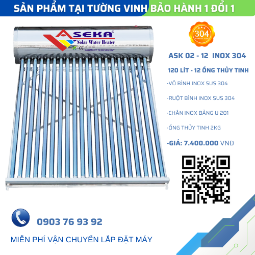 MÁY NƯỚC NÓNG 120 Lít ASEKA - Model: ASK-02- Inox 304